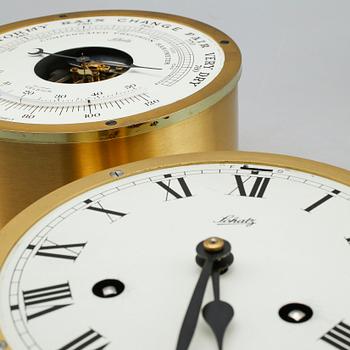 BAROMETER OCH SKEPPSKLOCKA, mässing, Schatz, 1900-tal.