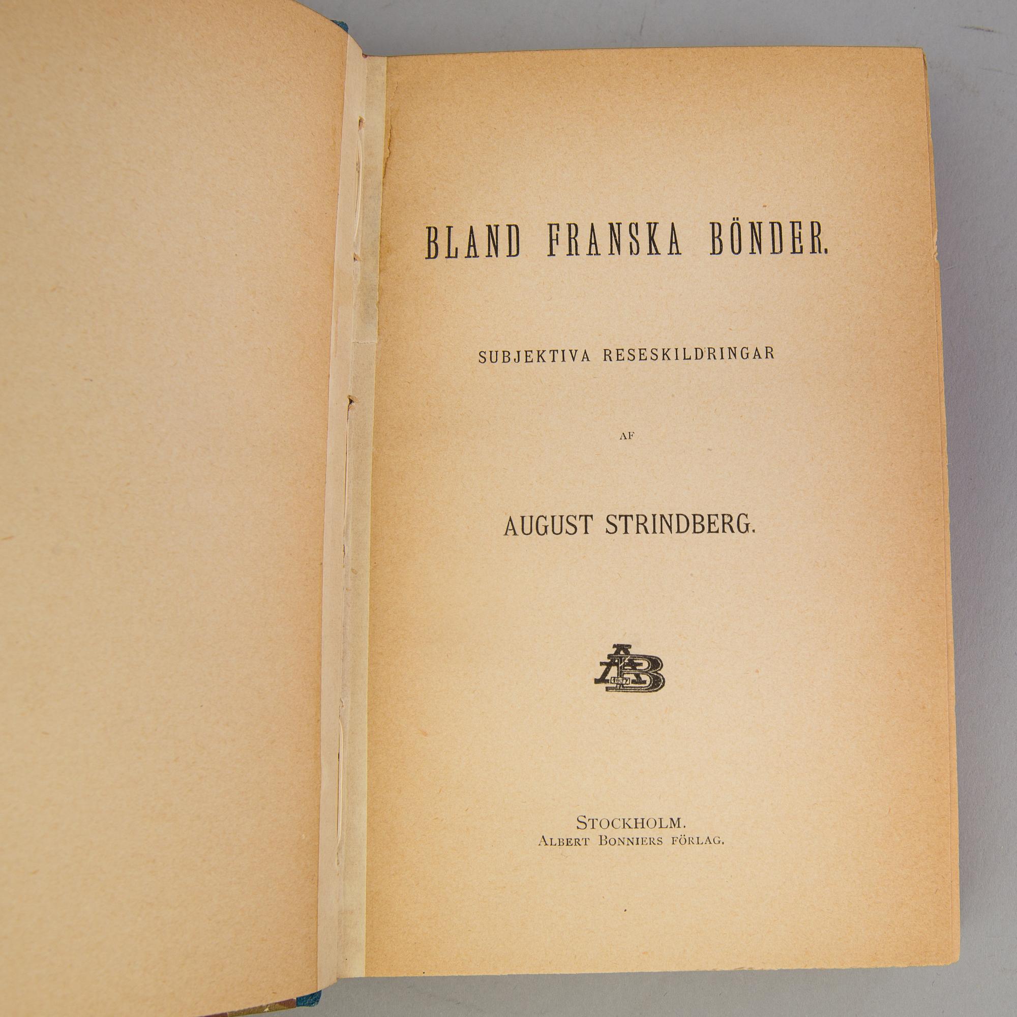 A set of five books by August Strindberg, original editions.