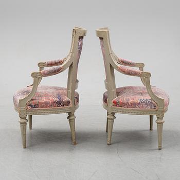 A set of two gustavian armchairs.
