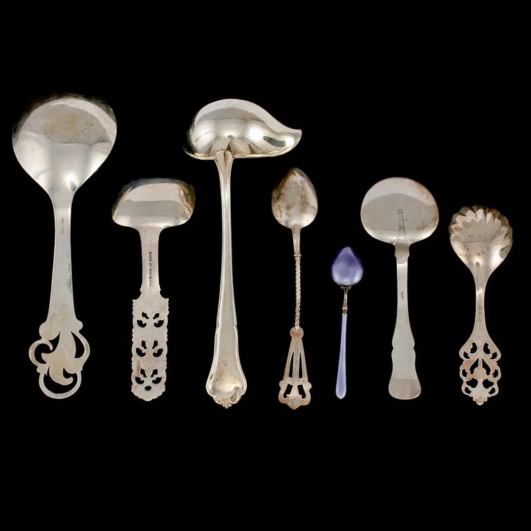 PARTI SKEDAR, 17 st, silver, 1800/1900-tal, vikt 375 g.