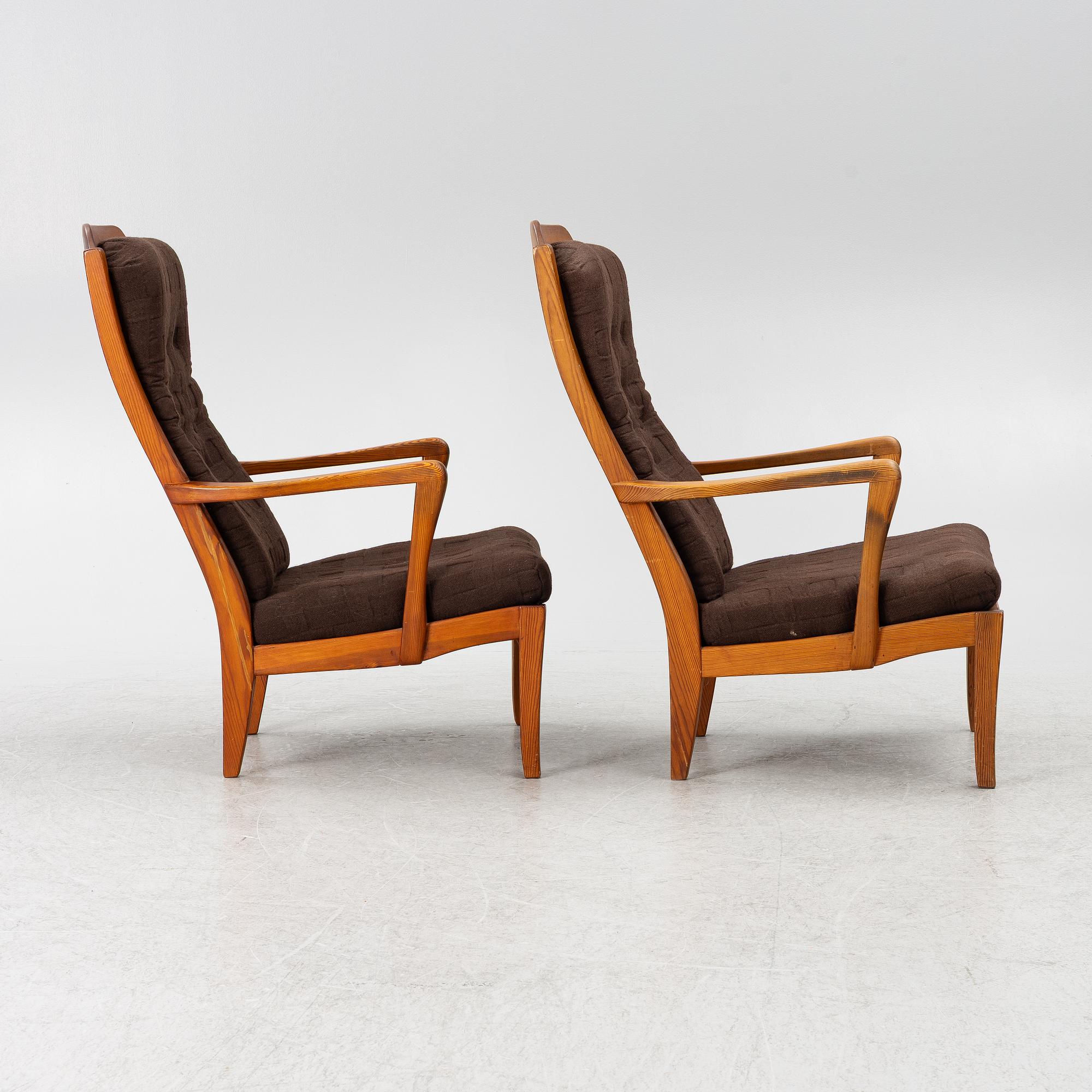 Carl Malmsten, armchairs, a pair, model "Stugan", Swedish Pine, Karl Andersson & Söner, Huskvarna 1950s.