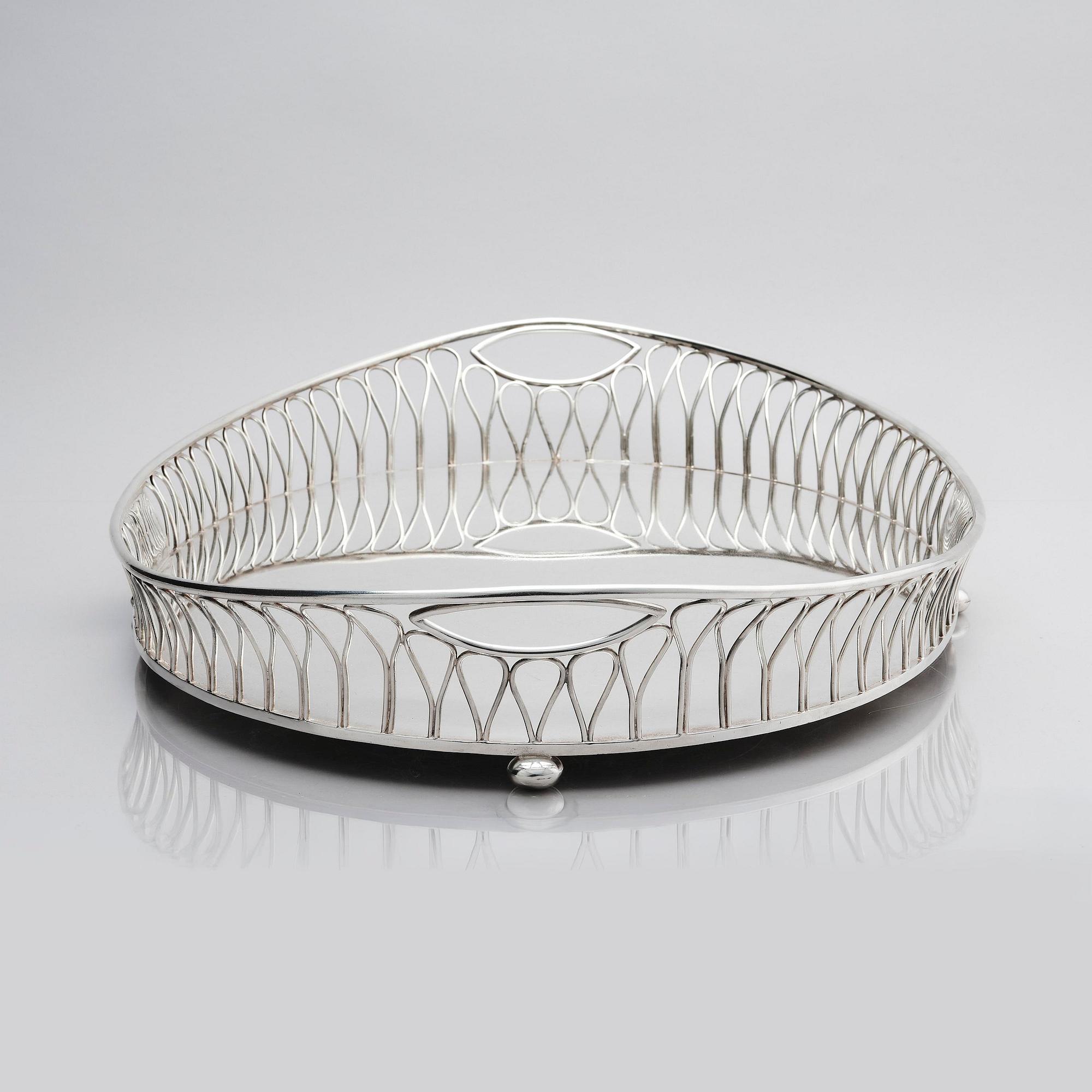 A silver plated tray, mark of company A.G. Dufva, Stockholm, Sweden 20th century.