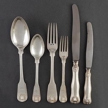 JE TORSK. 52 psc silver cutlery, 'Snäckan'. Stockholm, some 1899.