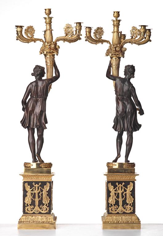 A pair of Empire-style six-light candelabra, circa 1900.