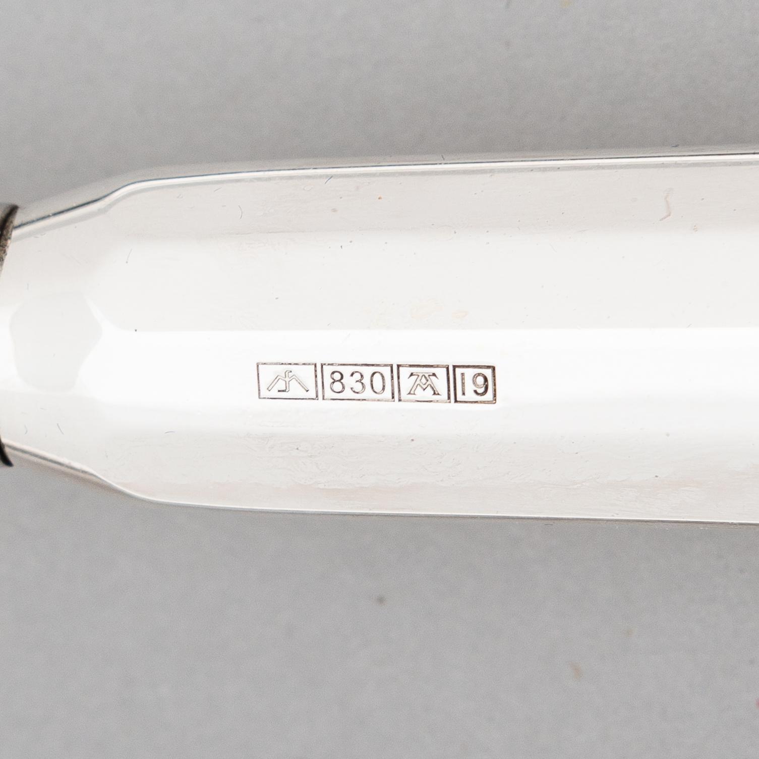 Pekka Piekäinen, Serving cutlery, 7 pcs, silver and stainless steel.