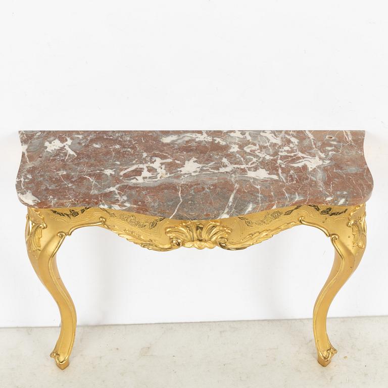 Spegel med konsolbord, rokokostil, 1900-tal.