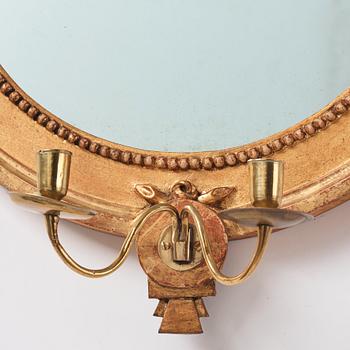 Spegellampetter, ett par, för två ljus vardera, ca år 1800, Gustavianska.