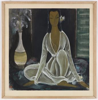 Lin Fengmian, 'Lady in white with vase'.