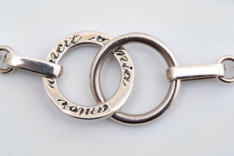 Efva Attling silversmycken 3 delar, 2 collier och 1 armband, sterling silver, original etui.