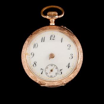 FICKUR, 14 k guld, omkring år 1900.