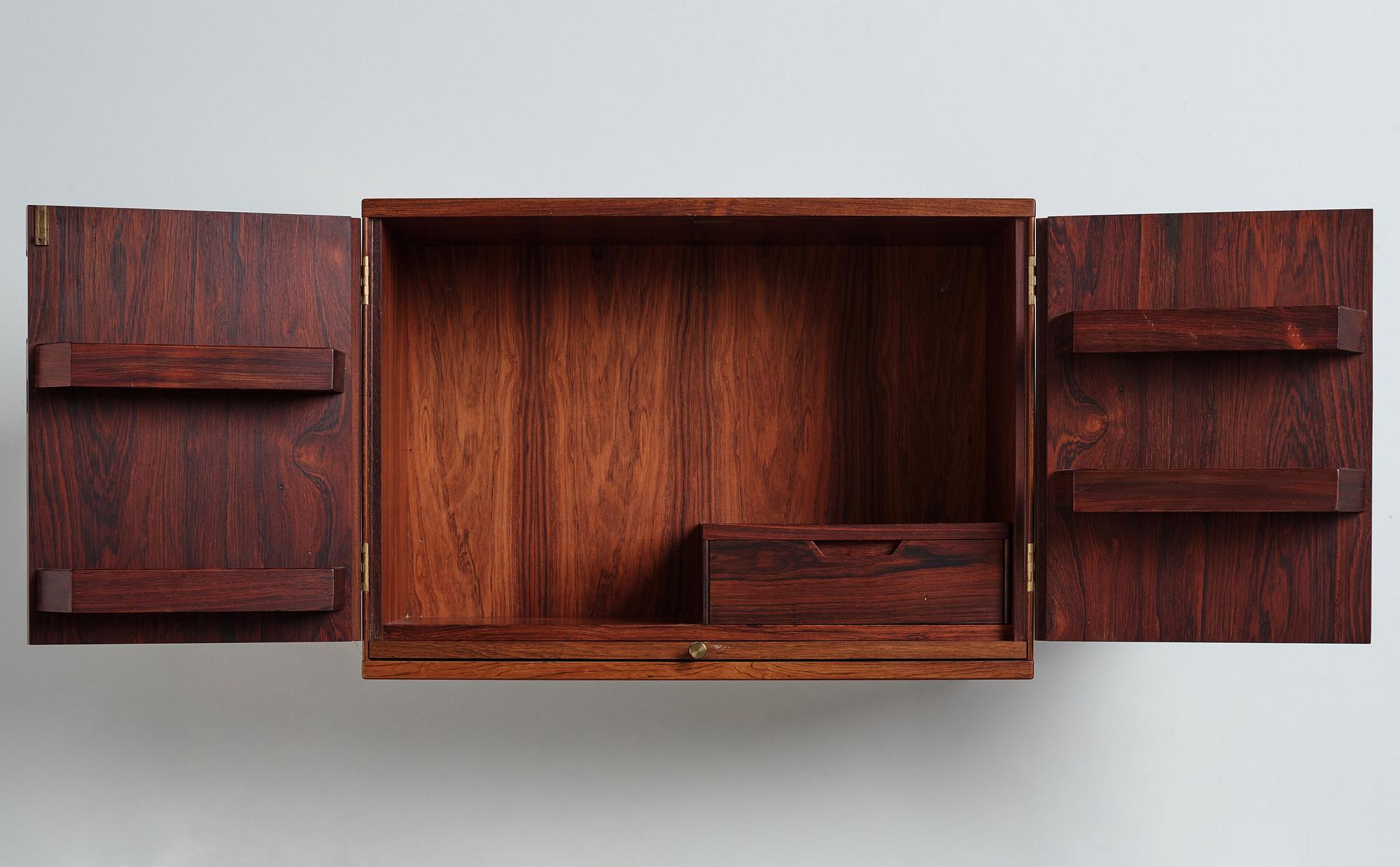 Svend Langkilde, a rosewood wall hung bar cabinet, Langkilde Møbler, Denmark 1960s.