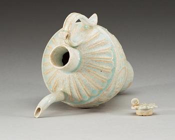 A pale green glazed ewer with cover, Song dynasty (960-1279).