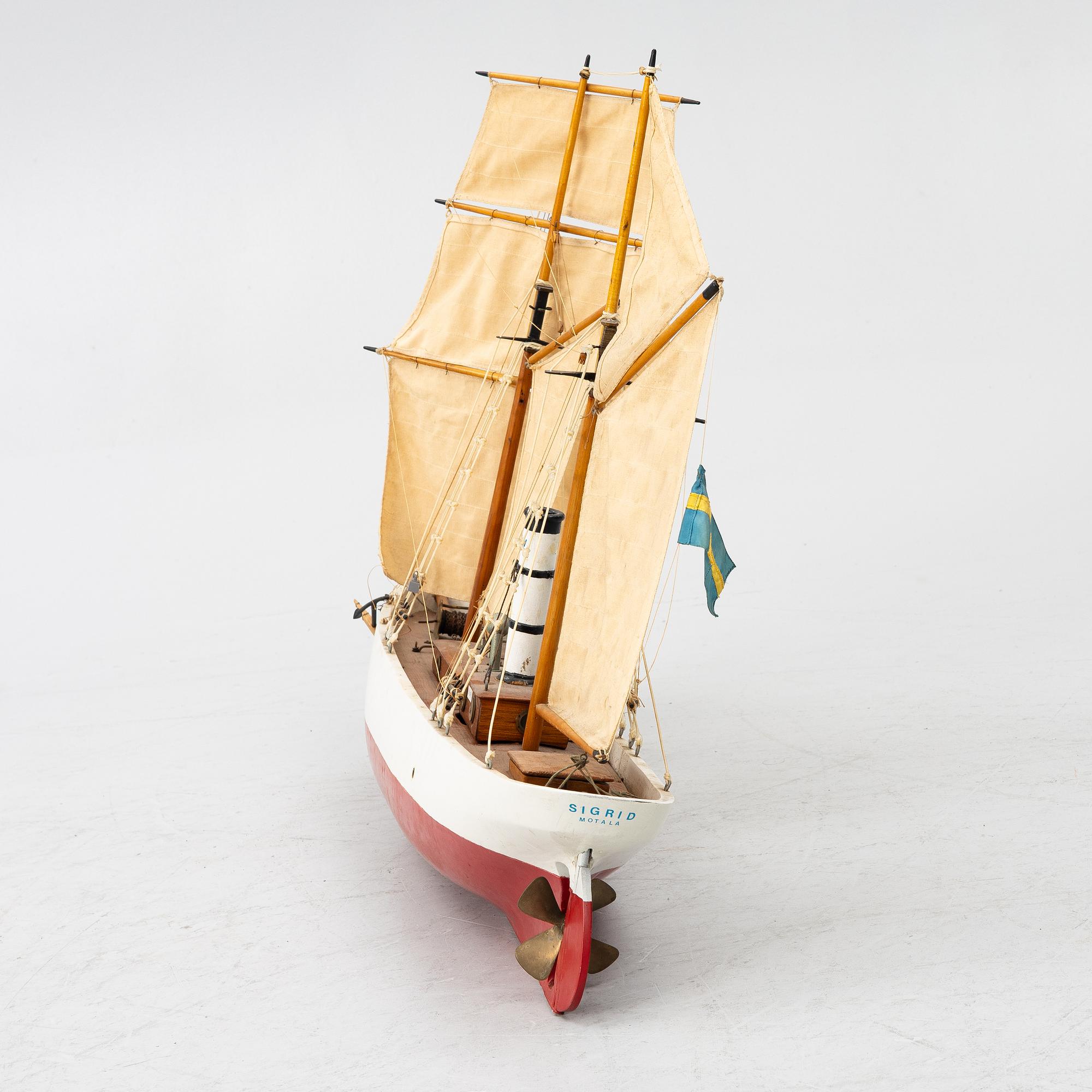 Fartygsmodell "Sigrid", Motala Wekstad. 1900-tal.