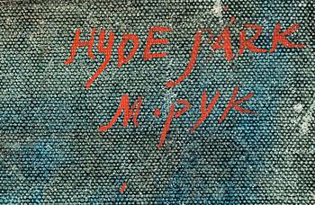 Madeleine Pyk, "Promenad med giraff" (Hyde Park).