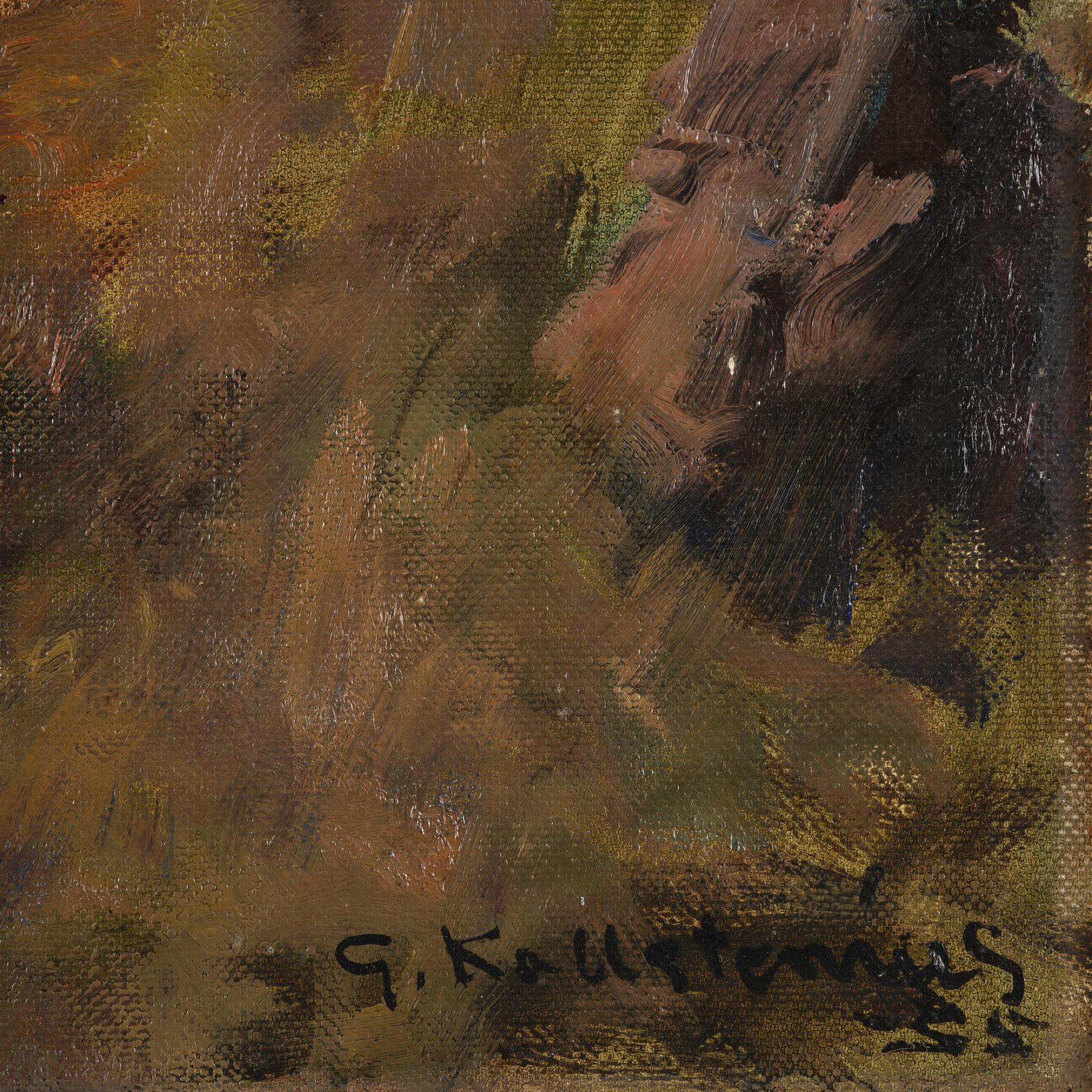 Gottfrid Kallstenius, Sunset through the pine trees.