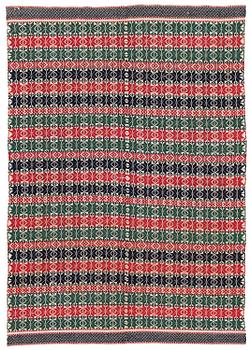 334. A bed cover in weft-patterned tabby type, c. 180 x 126, Scania, Sweden, first half of the 19th century.