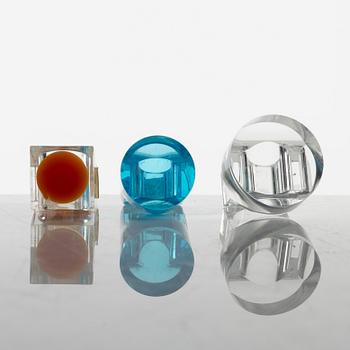 Siv Lagerström, three acrylic plastic rings, 1970s.