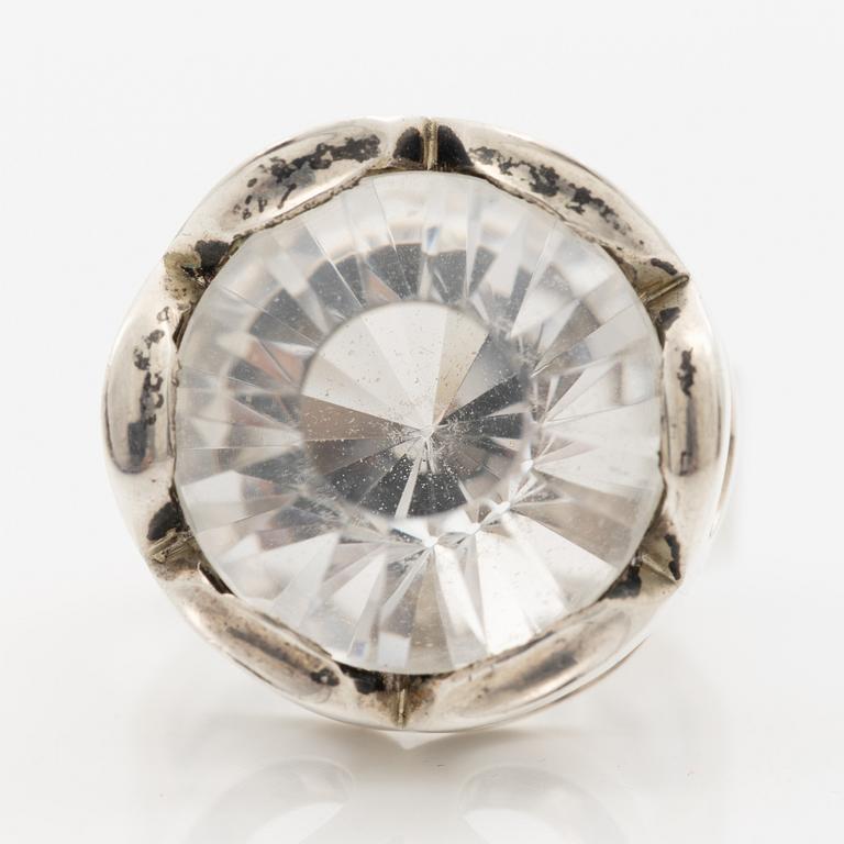 Karl-Ingemar Johansson, Ring, silver with rock crystal.