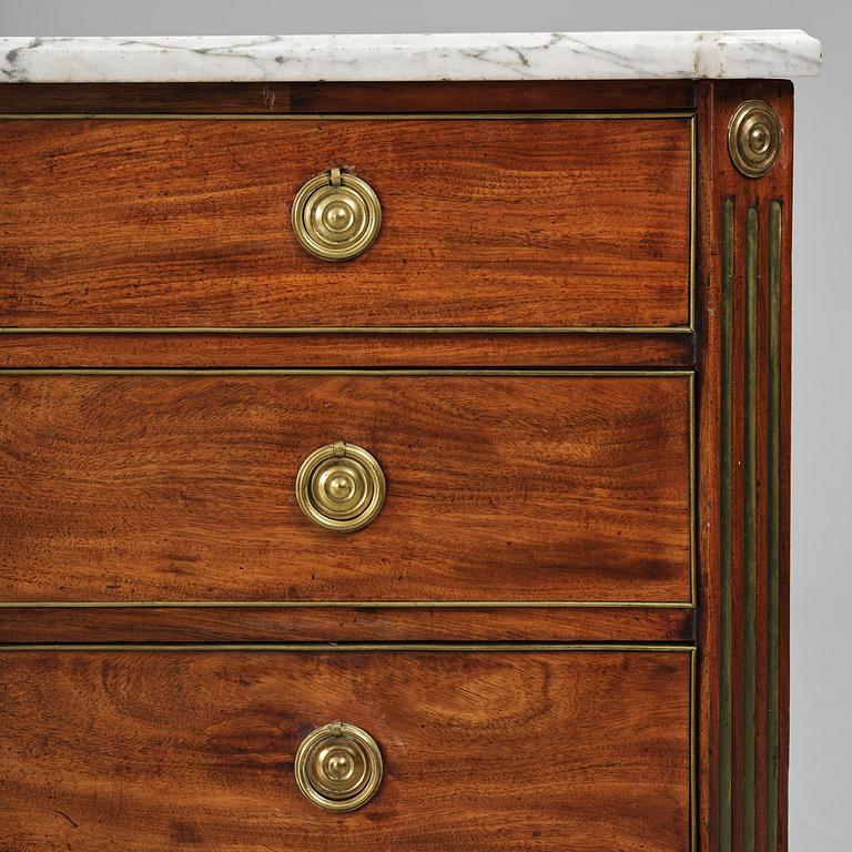 A late Gustavian mahogany commode, Stockholm, late 18th century.