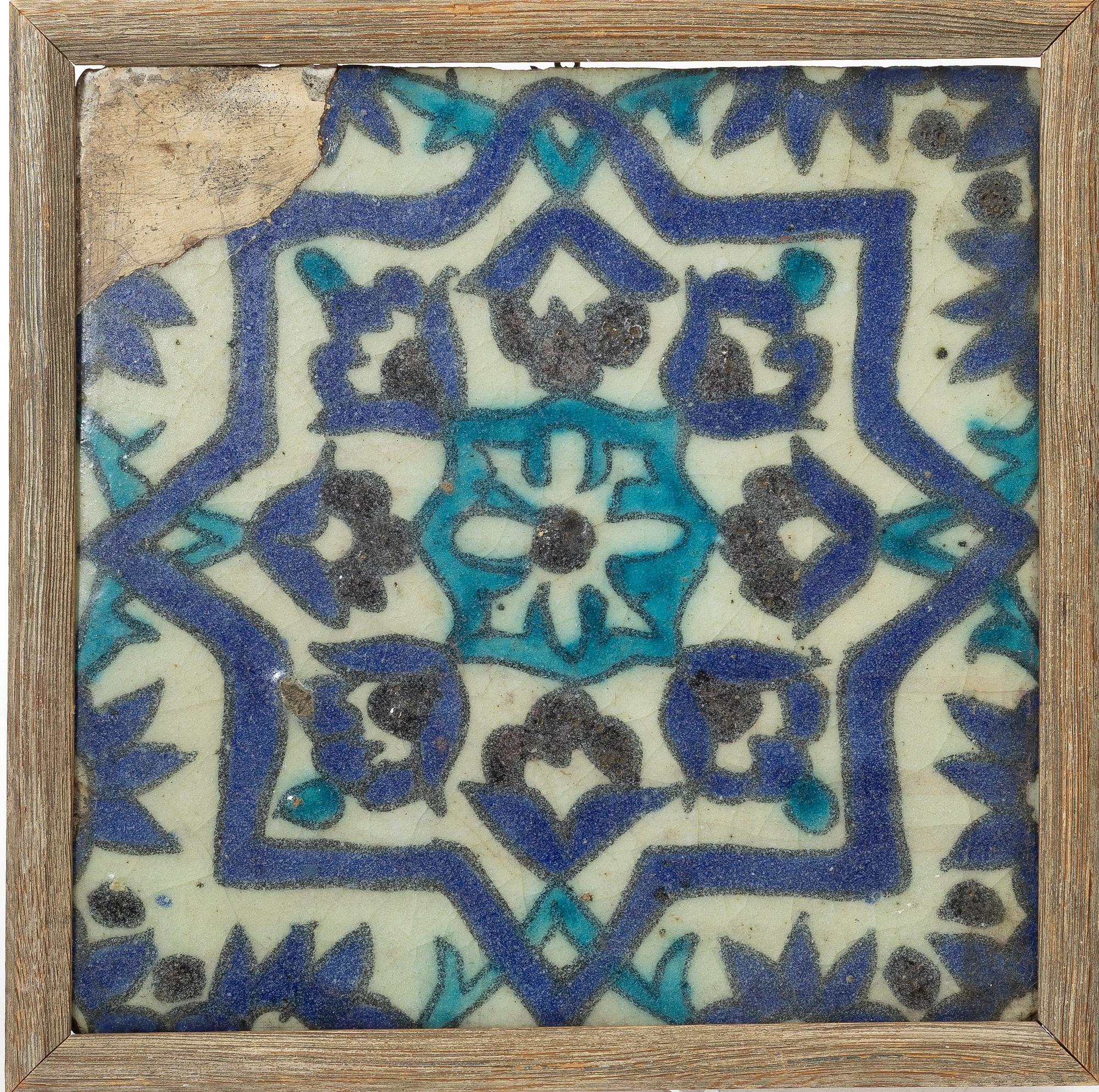 An Iznik pottery tile, Ottoman Empire, 17th century.
