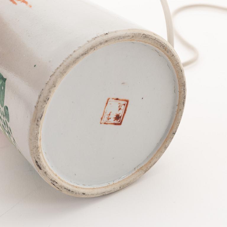 A Chinese porcelain vase converted into a table lamp, 20th Century.