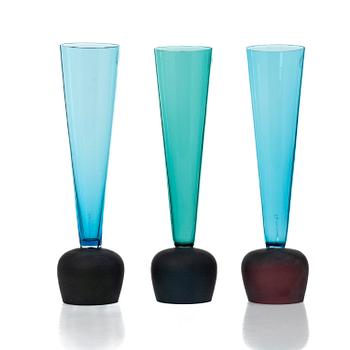 Venini, pokaler, 3 st, "Desdy", Murano, Italien, 1995.