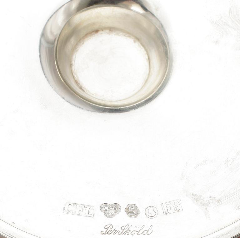 LJUSSTAKAR, ett par, silver, Per Sköld för CF Carlman, Stockholm, 1956. Tot vikt ca 484g.