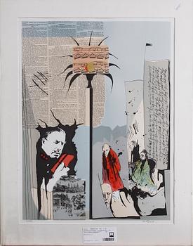 LUNDQVIST, BO, 5 st handkolorerade litografier, ur "Strindbergsmappen". Numr. 5/290.