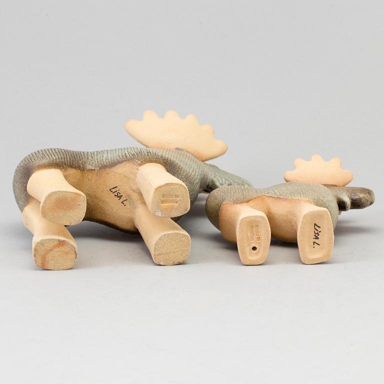 LISA LARSON, a pair of 'Älg' stoneware figurines from Gustavsberg.