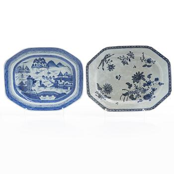 Two Chinese porcelain serving dishes, 18th-19th Century.