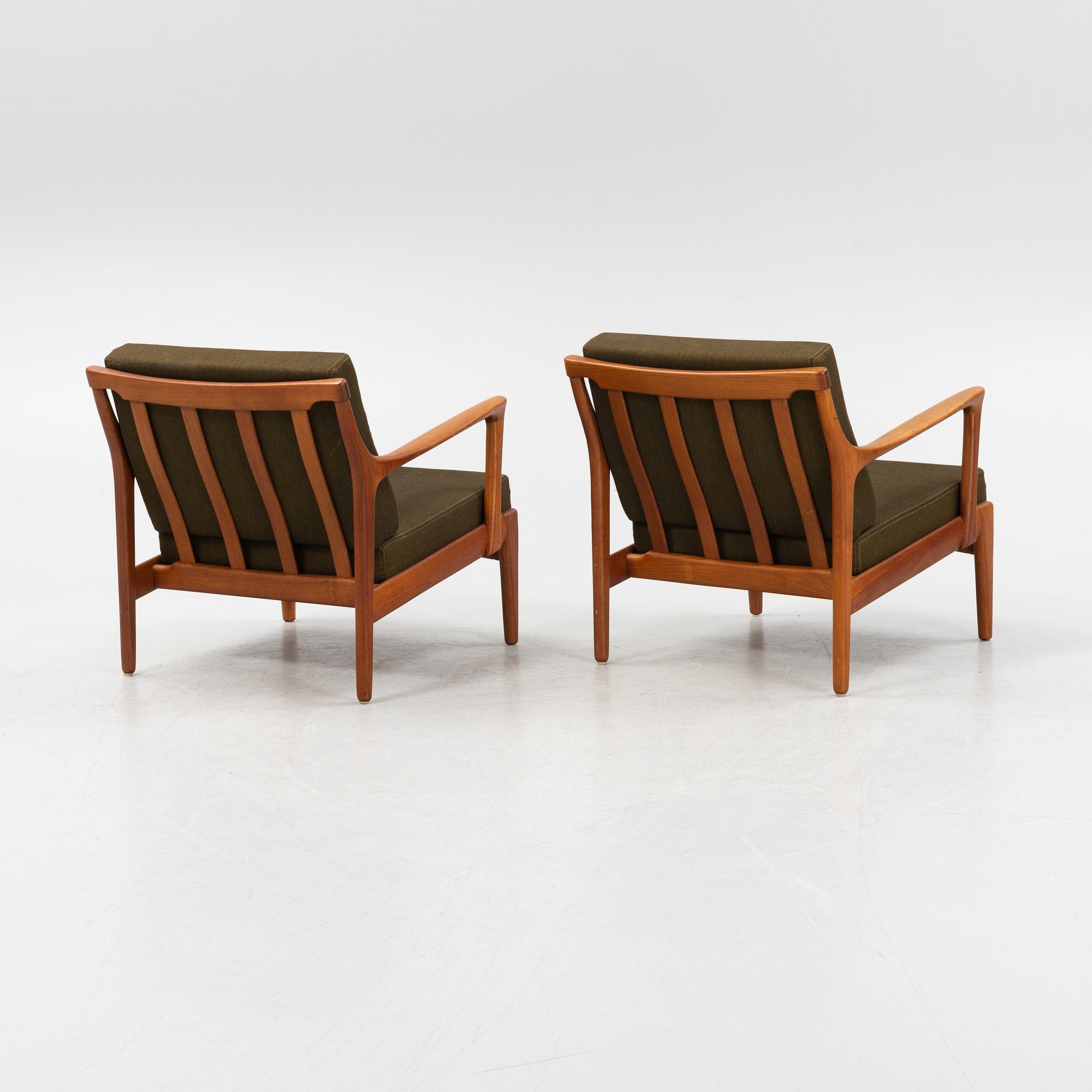 Bertil Fridhagen, a pair of 'Kuba' teak easy chairs, Bröderna Andersson, Ekenäs.