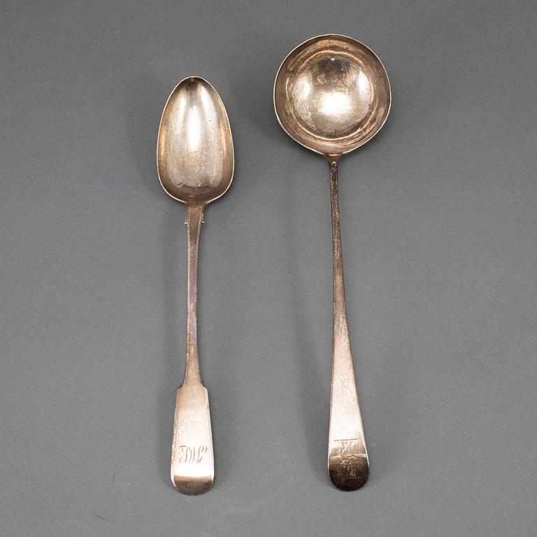 An English silver serving-spoon and soup ladle, mark of Charles Shipway, London 1832 and John Lambe, London 1782.