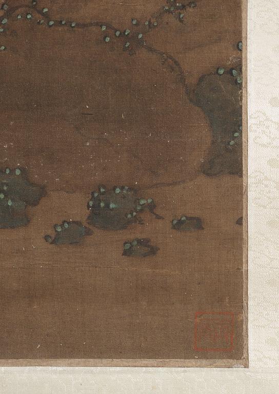 RULLMÅLNING, landskap målat i Song-stil, Qingdynastin, troligen 17/1800-tal.