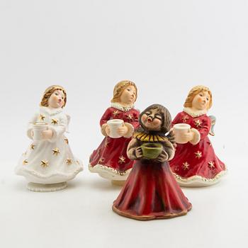 En samling änglar samt adventsljusstake 14 st 1900-tal.