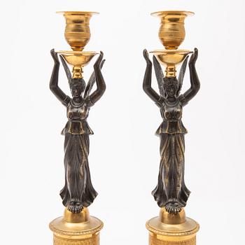 Candelabras, a pair, Empire style, France, second half of the 19th century.