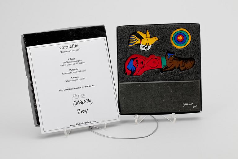 BEVERLOO CORNEILLE, bordsmobil sign, dat o numr 145/600, 2004, samt bok A Lundkvist med illustration av Corneille, 1998.