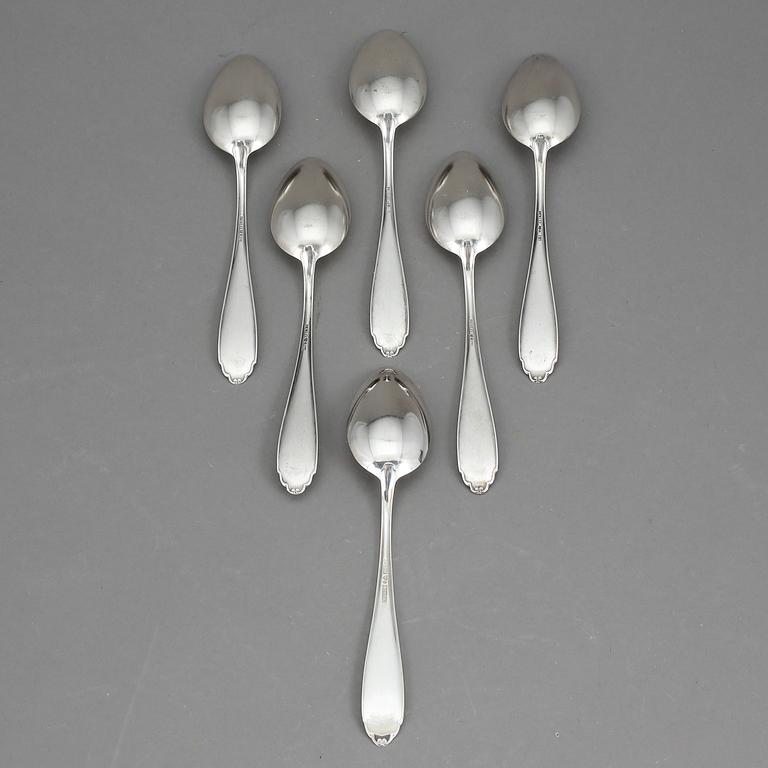 SKEDAR, 6 st, silver, modell "Vasa", GAB, Stockholm 1957-58. Vikt 177 g.