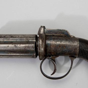 PEPPER-BOX REVOLVER, 6-pipig, Redfern & Bourne, 1830-40.