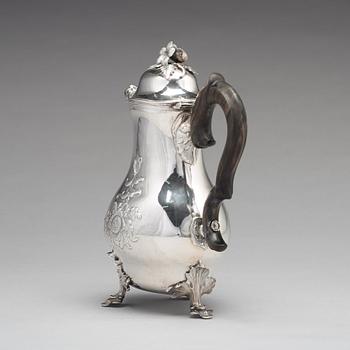 Peter Ohlijn, kaffekanna, silver Karlskrona 1780. Rokoko.