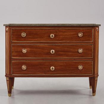 A late Gustavian mahogany commode, Stockholm, late 18th century.