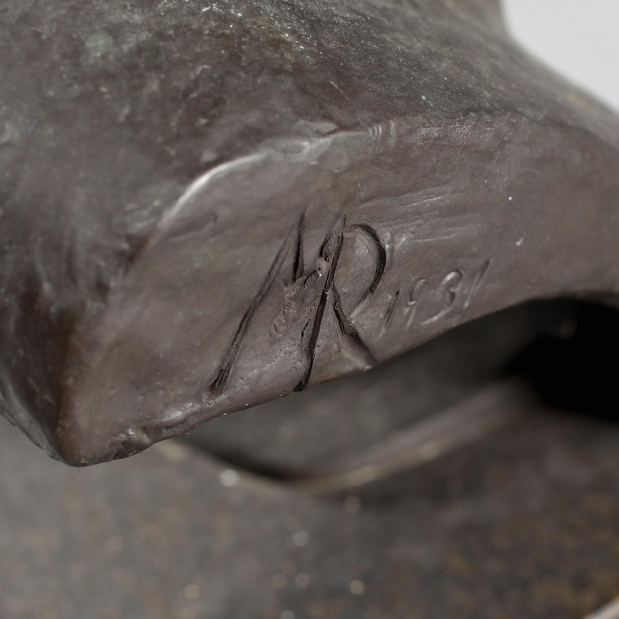 SKULPTUR, patinerad brons, monogramsignerad MR samt daterad 1931.