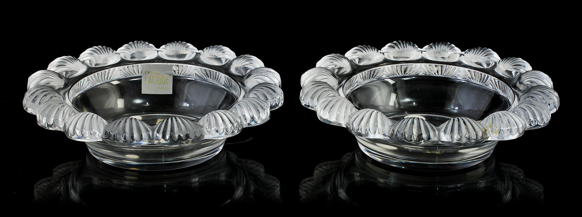 SKÅLFAT, ett par, glas, Lalique.
