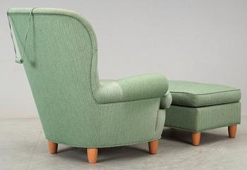 A Carl Malmsten 'Jättepaddan' armchair and ottoman, O H Sjögren.