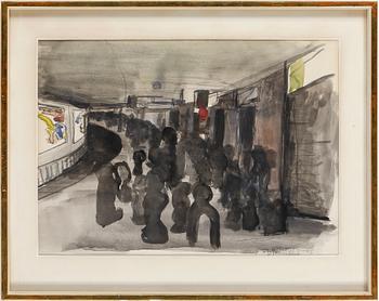 Staffan Hallström · STAFFAN HALLSTRÖM, gouache, signerad och daterad -73.