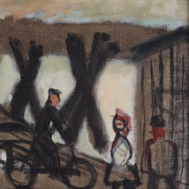 Ragnar Sandberg, By the harbour, man on bike.