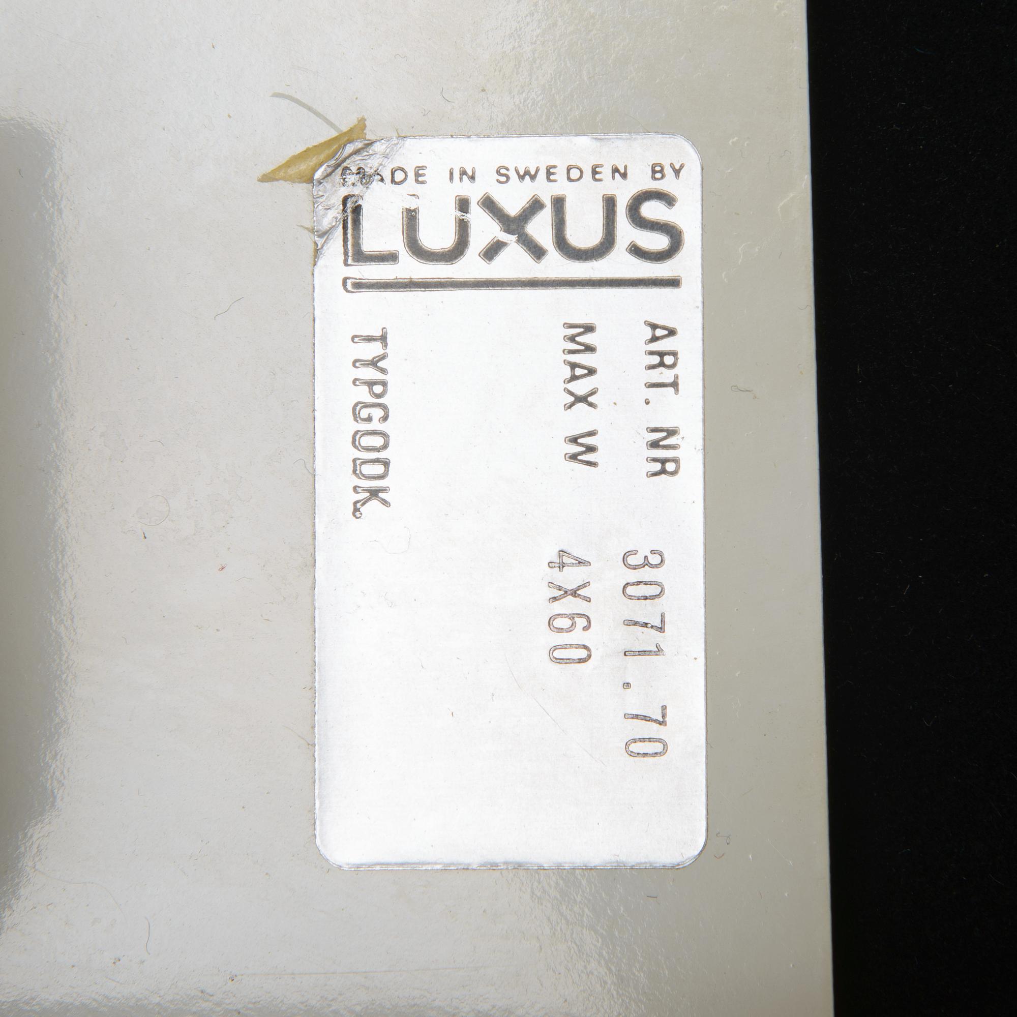 Two plafond ceiling lamps "Plafo" by Uno och Östen Kristiansson, Luxus, Osby, Sweden.