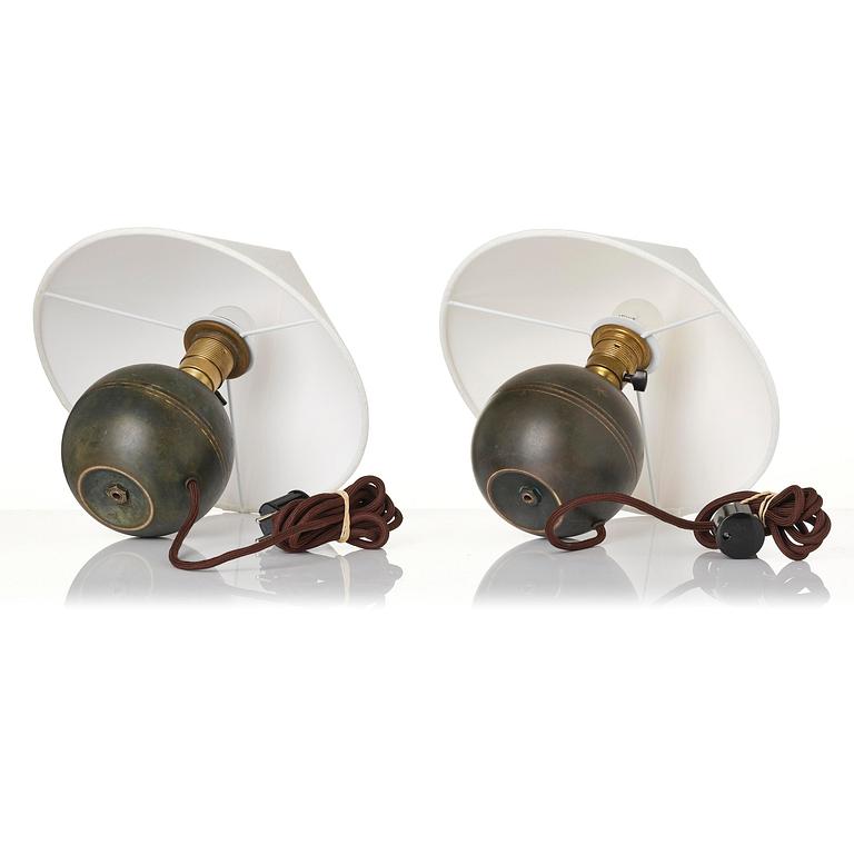 Erik Tidstrand, a pair of table lamps, Nordiska Kompaniet, 1930s.