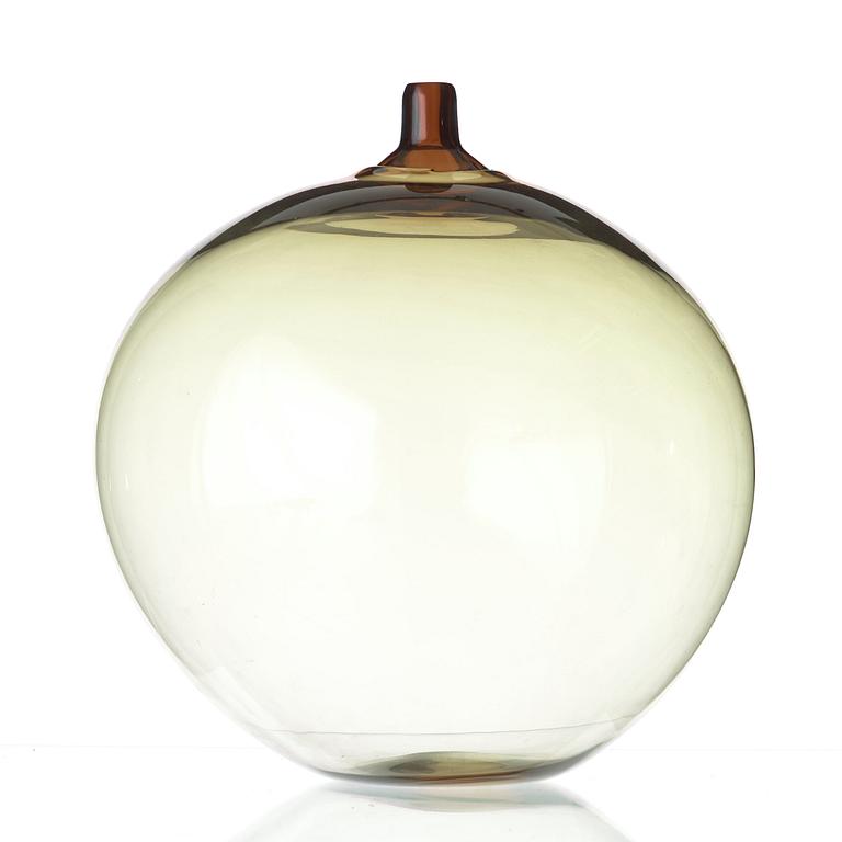 Ingeborg Lundin, a yellow green coloured 'Apple' glass vase, Orrefors.