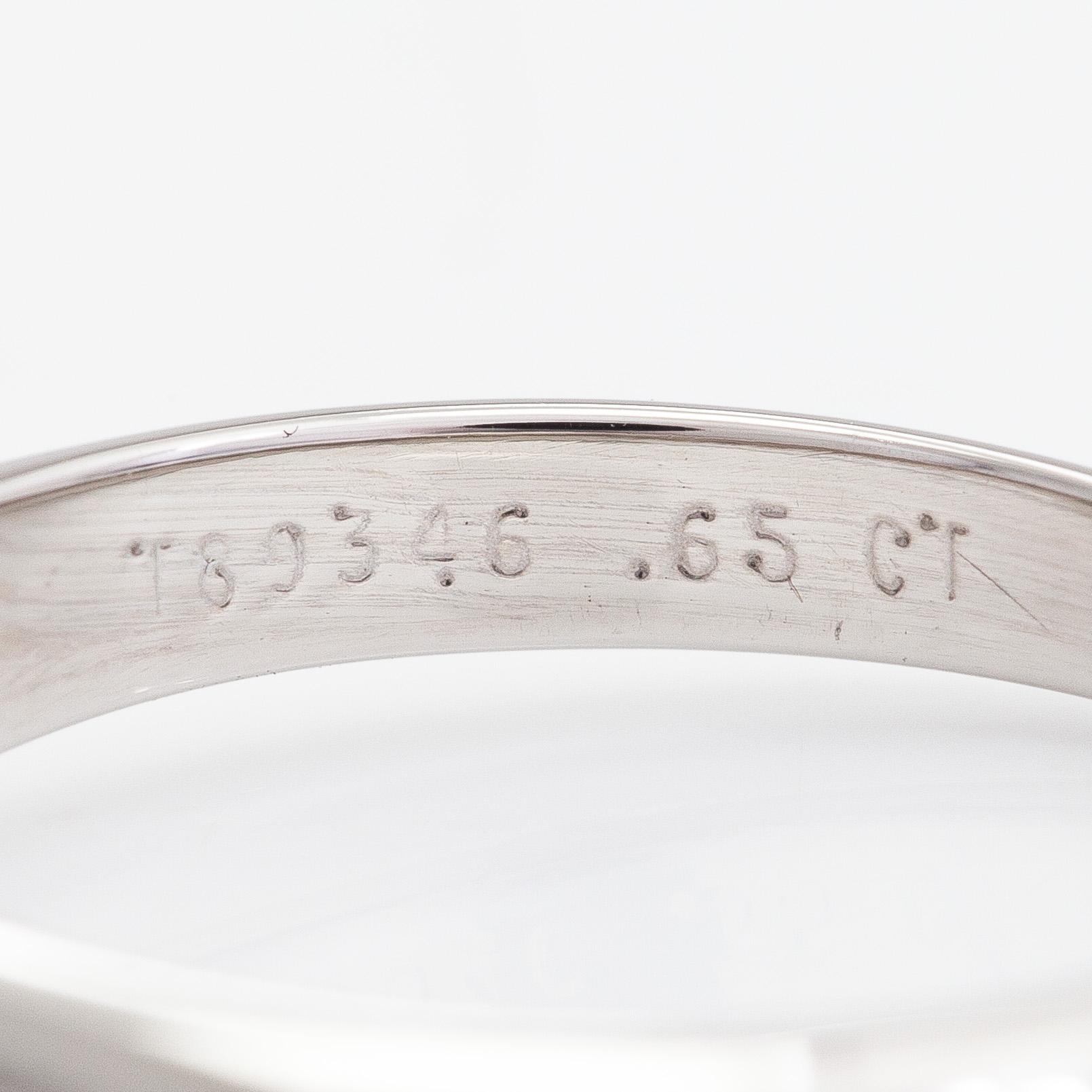Tiffany & Co, ring, platina och diamant 0.65 ct.