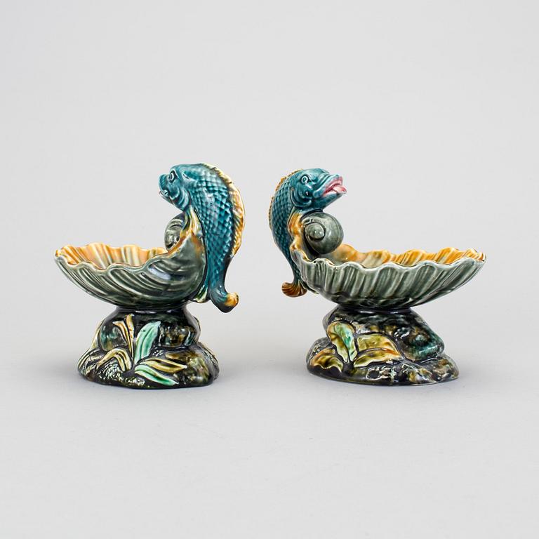 a pair of Jugend maiolica salt cellars by Rörstrand.